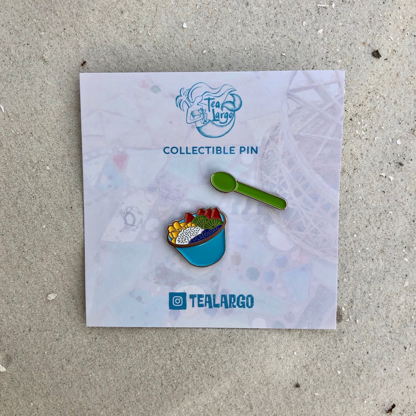Mermaid Bowl with Green Spoon Enamel Pin set (2 pins)