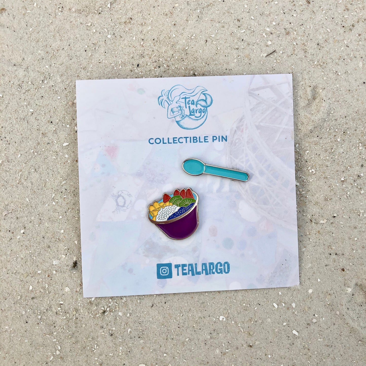 Acai Bowl with Blue Spoon Enamel Pin Set (2 pins)