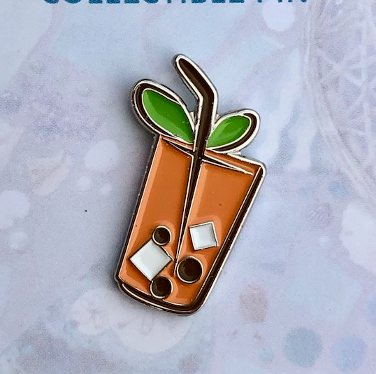 Mango Bubble Tea Enamel Pin