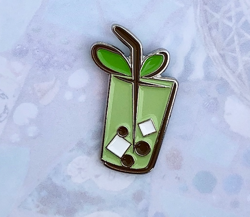 Matcha Latte with Boba Enamel Pin