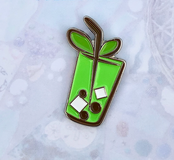 Honeydew Bubble Tea Enamel Pin