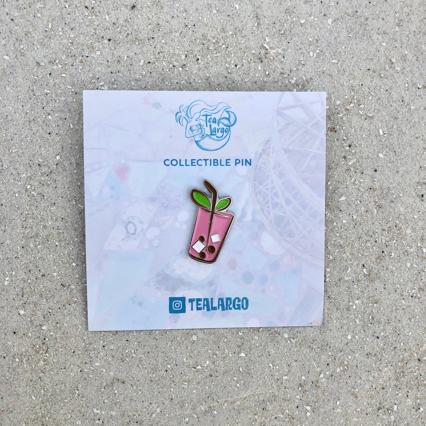 Strawberry Bubble Tea Enamel Pin
